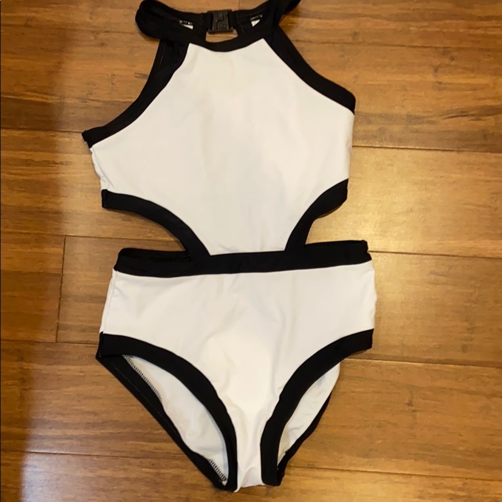 Kids black and white swimsuit